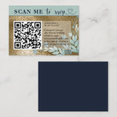 Moderne RSVP QR Code Navy Blue & Gold Wedding Informatiekaartje (Voorkant / Achterkant)