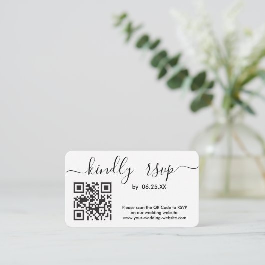 Moderne RSVP-website met QR-code Informatiekaartje (Staand voorkant)