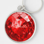 Moderne Ruby Edelsteen Premium Juli Geboortesteen Sleutelhanger (Voorkant)