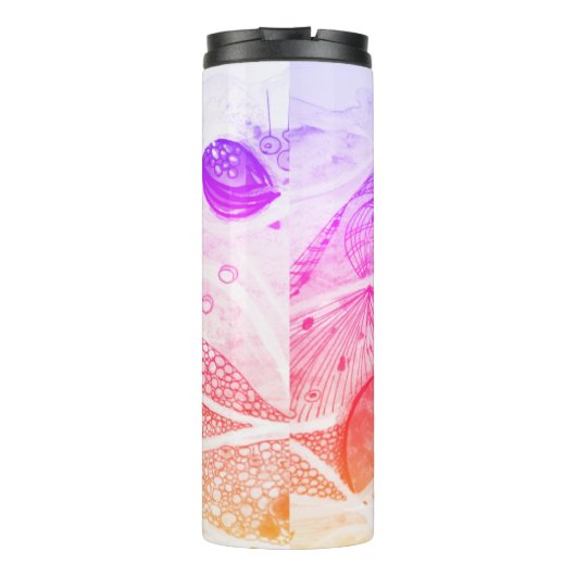 Moderne ruimte voor zwarte en roze afstotingen thermosbeker (Achterkant)