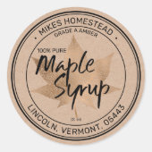 Moderne Russe Kraft Sirop d'érable Étiquette Feuil (Devant)