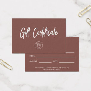 Moderne Rust Red Business Cadeaubon Visitekaartje