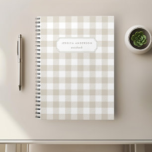 Moderne Rustic Beige Buffalo Check Notitieboek