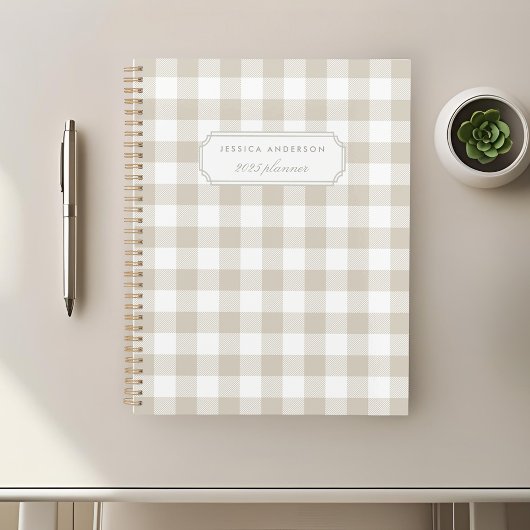 Moderne Rustic Beige Buffalo Check Planner
