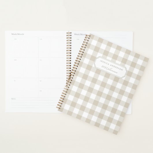Moderne Rustic Beige Buffalo Check Planner (Display)