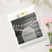 Moderne Rustic Black Wood Gold Lights Bigding Bedankzakje (Gezegeld)