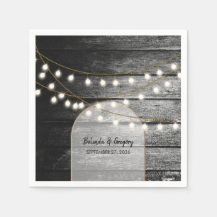 Moderne Rustic Black Wood Gold Lights Bigding Servet