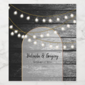 Moderne Rustic Black Wood Gold Lights Bigding Wijn Etiket (Enkel label)