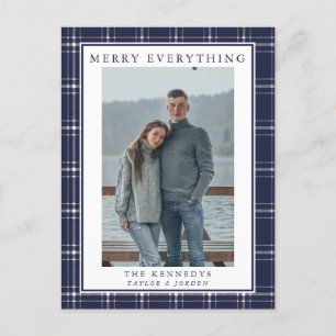 Moderne Rustic Blue Pset Kaart voor kerstmis