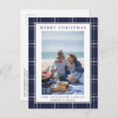 Moderne Rustic Blue Pset Kaart voor kerstmis (Voorkant / Achterkant)