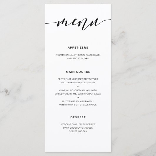 Moderne Rustic Calligraphy Wedding Reception Menu (Voorkant)