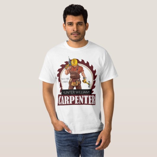 Moderne Rustic Carpenter Tools Woodwork T-shirt (Voorkant volledig)