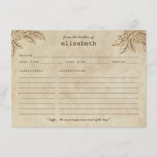 Moderne Rustic Coffee Plant Bans Quote Recipcard Informatiekaartje