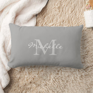 Moderne rustic Gray-naam voor persoonlijk monogram Kussen