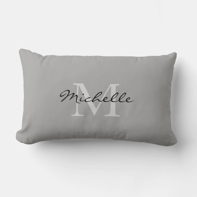 Moderne rustic Gray-naam voor persoonlijk monogram Kussen (Voorkant)