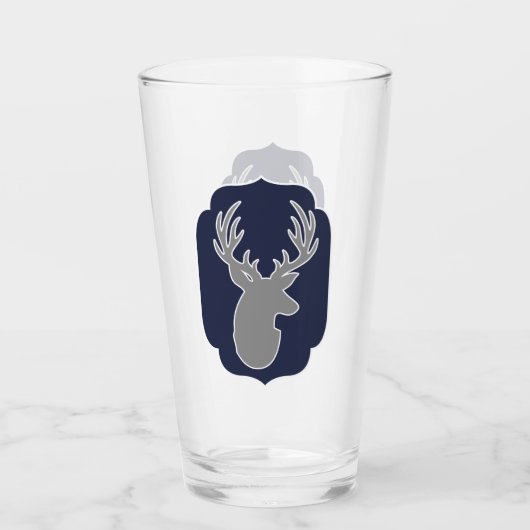 Moderne Rustic Grey Deer & Navy Bracket Glas (Voorkant)
