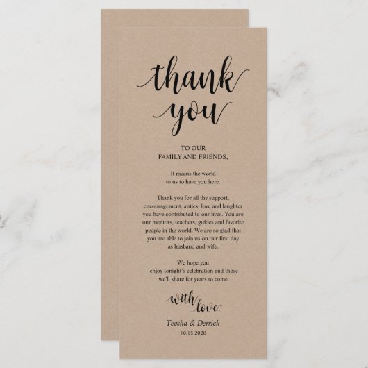 Moderne Rustic, Kraft Place-instelling Dank u wel  Programma (Voorkant / Achterkant)