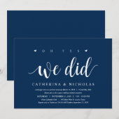 Moderne Rustic, Marineblauw Schrift, Trouw Elopeme Kaart (Voorkant / Achterkant)