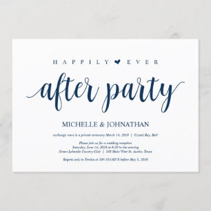 Moderne Rustic, Marineblauw schrift, Trouw Elopeme Kaart