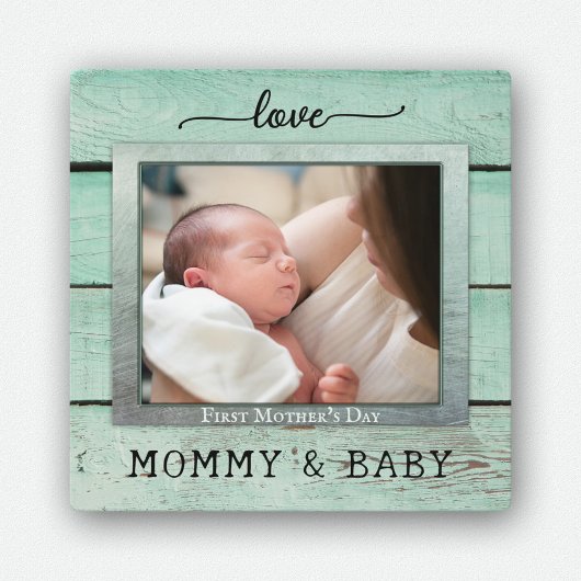 Moderne Rustic Mint Green Wood Foto Plaque Fotoplaat