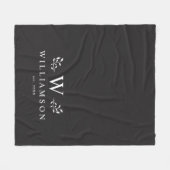 Moderne Rustic Monogram Aangepaste Naam Pas getrou Fleece Deken (Voorkant (Horizontaal))