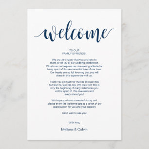 Moderne Rustic, Navy, Welcome and Itinerary Card Programma