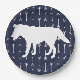 Moderne Rustic Navy & White Wolf Arrows Papieren Bordje