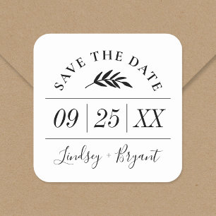 Moderne Rustic Persoonlijk sparen de Datum Vierkante Sticker