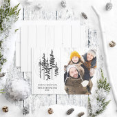 Moderne Rustic Pine Tree Farmhouse-kerstfoto Feestdagenkaart