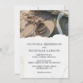 Moderne Rustic Rings Photo Wedding Kaart (Voorkant)