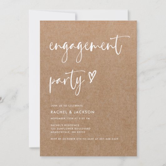 Moderne Rustic Simple Calligraphy Engagement Party Kaart (Voorkant)