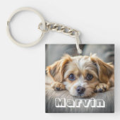 Moderne Rustic Simple Custom Pet-foto Sleutelhanger (voorkant)