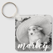 Moderne Rustic Simple Custom Pet-foto Sleutelhanger (Voorkant)