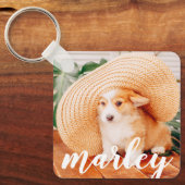 Moderne Rustic Simple Custom Pet-foto Sleutelhanger (Voorkant)
