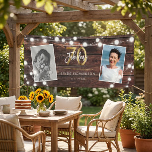 Moderne Rustic String Lights Gold Fab 70th Birthda Spandoek