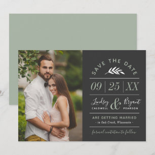 Moderne Rustic Typografie Foto Opslaan Datum Uitno Kaart