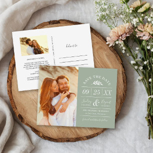 Moderne Rustic Typografie Foto slaat de datum op Aankondigingskaart