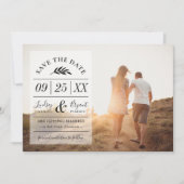 Moderne Rustic Typografie Foto slaat de datum op Kaart (Voorkant)