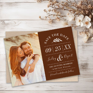 Moderne Rustic Typografie Foto slaat de datum op Kaart