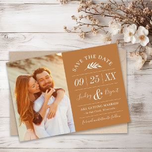 Moderne Rustic Typografie Foto slaat de datum op Kaart