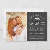 Moderne Rustic Typografie Foto slaat de datum op Kaart (Voorkant)