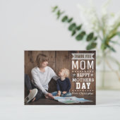 Moderne Rustic Typografie Happy Moederdag Foto Briefkaart (Staand voorkant)