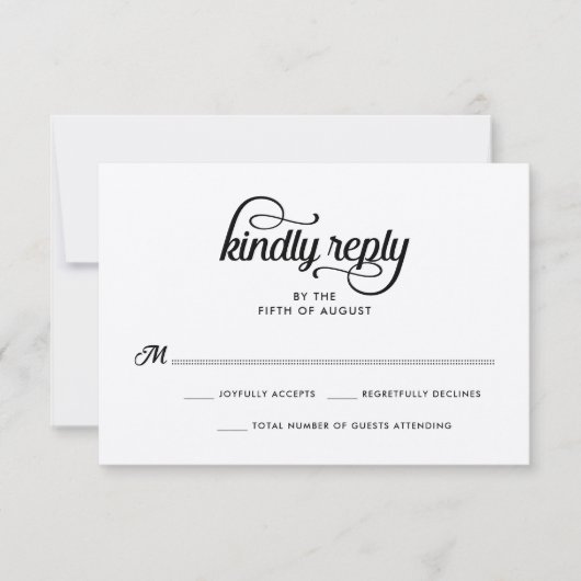 Moderne Rustic Typography Wedding RSVP Kaart (Voorkant)