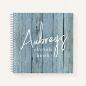 Moderne Rustic Washed Wood Script Typografie Schet Notitieboek (Voorkant)