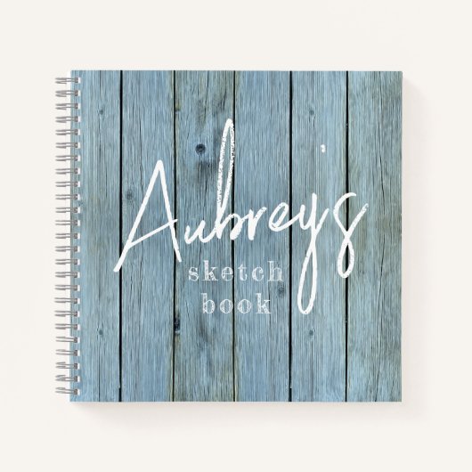 Moderne Rustic Washed Wood Script Typografie Schet Notitieboek (Voorkant)