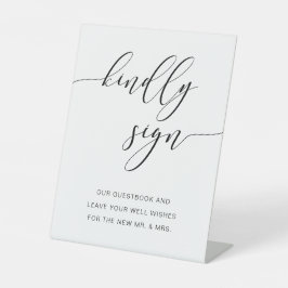 Moderne Rustic Wedding Guestbook Gelieve te ondert Reclamebord Met Voetstuk