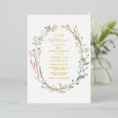 Moderne Rustic Wildflower Spring Baby shower Folie Uitnodiging (Staand Voorkant)