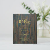 Moderne Rustic Wood Gold Budget Wedding Invites (Staand voorkant)