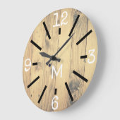 Moderne Rustic Wood Print & Black Marks Grote Klok (Hoek)