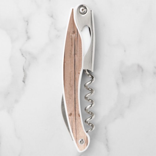 Moderne Rustic Wooden Monogram fles Kurkentrekker (Achterkant)